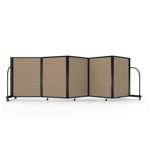 Full Motion Room Divider - 5 Panel, Black Frame, Desert Fabric for storage