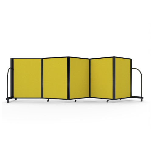 Full Motion Room Divider ' - 5 Panel, Black Frame, Primary Yellow Fabric for storage