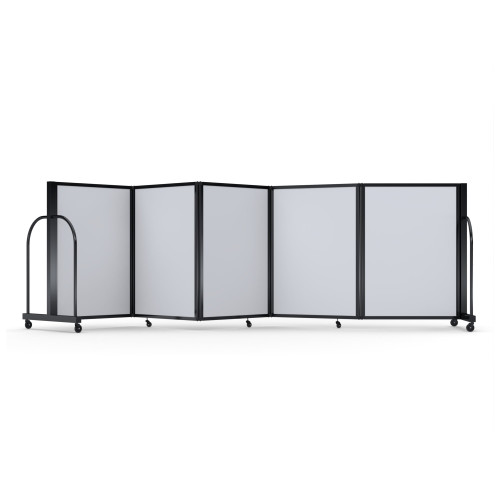 Full Motion Room Divider ' - 5 Panel, Black Frame, Ice Vinyl