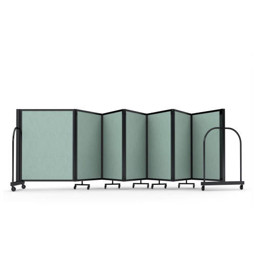 Full Motion Room Divider - 7 Panel, Mint Vinyl, Black Frame