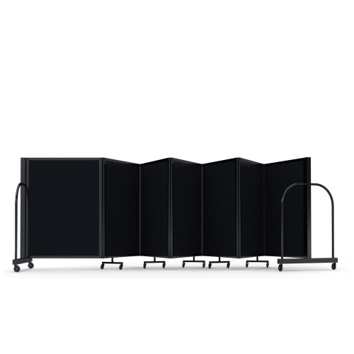 Full Motion Room Divider ' - 7 Panel, Black Frame, Coal Vinyl