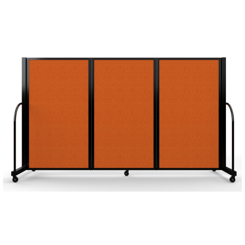 Full Motion Room Divider - 3 Panel, Fabric, Orange