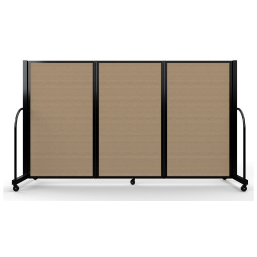 Full Motion Room Divider ' - 3 Panel, Fabric, Desert / Black Frame