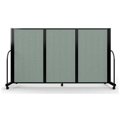 Full Motion Room Divider - Sea Green Fabric, 3 Panels