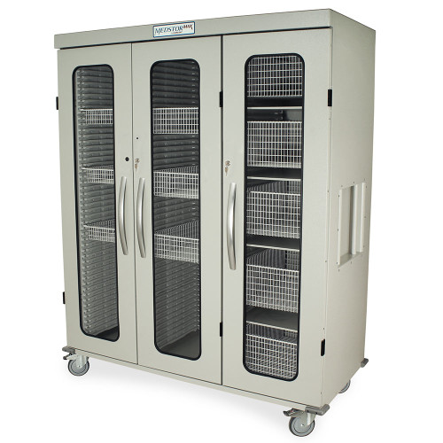 Triple Column Medical Cabinet with Glass Doors and Modular Storage