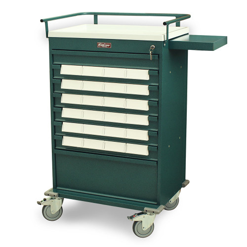 Medication Bin Cart With Key Lock And 24 Removable 5'' Bins And Side Shelf