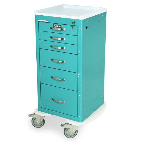 6-Drawer Narrow Anesthesia Cart With Key Lock And Quiet Casters
