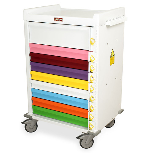 MRI Safe Pediatric Crash Cart With Breakaway Lock And Color Coded Drawers