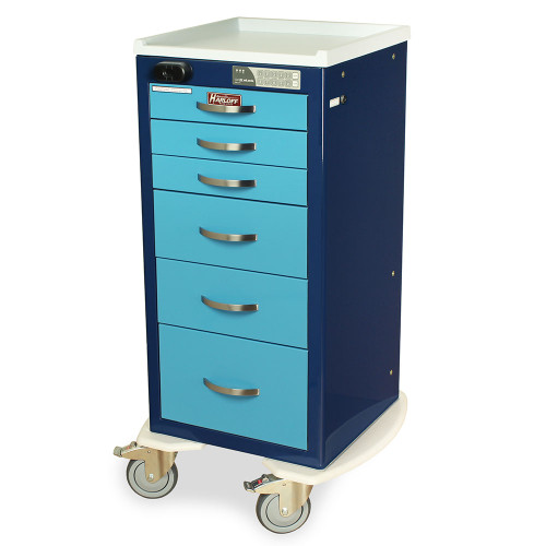 6-Drawer Narrow Anesthesia Cart With Proximity Reader And Quiet Casters