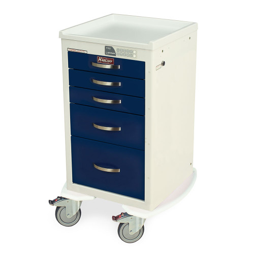 5-Drawer Narrow Anesthesia Cart with Electronic Lock and 24'' Drawer Storage