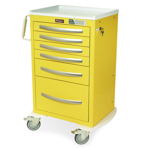 6-Drawer Aluminum Isolation Cart with Electronic Keypad Lock, 30" W x 22" D x 43.75" H, Key Lock