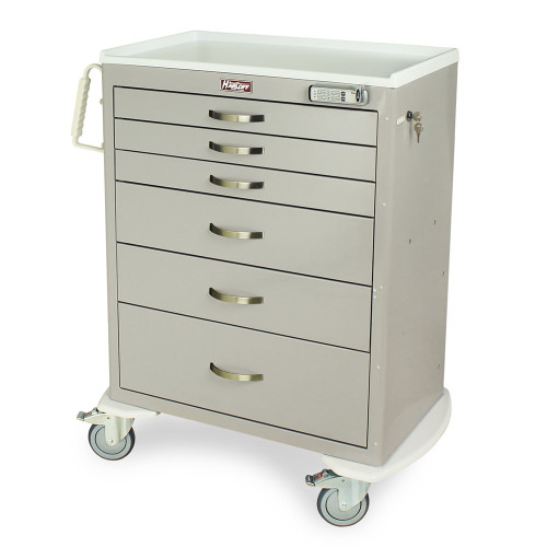 6-Drawer Standard Steel Anesthesia Cart With Electronic Lock And Quiet Casters