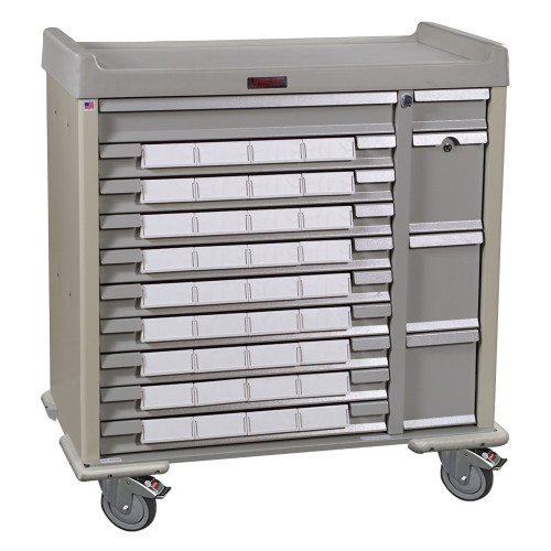 Dual Column Medication Bin Cart, Key Lock And 36 Removable Bins