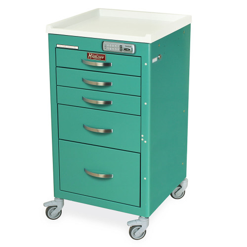 5-Drawer Narrow Steel Anesthesia Cart with Electronic Pushbutton Lock