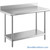 Stainless Steel Top Table, 30" W x 48" D, 14-Gauge 304, 180-Degree Rolled Front, 4.5" Backsplash Back, Galvanized Steel Shelf