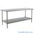 Stainless Steel Top Table, 24" W x 72" D, 18-Gauge 430, 180-Degree Rolled Front, 180-Degree Rolled Back, Galvanized Steel Shelf