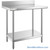 Stainless Steel Top Table, 30" W x 36" D, 18-Gauge 430, 180-Degree Rolled Front, 4.5" Backsplash Back, Galvanized Steel Shelf