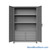 Industrial Metal Cabinet with Glass Doors, 48" W x 24" D x 75" H, Double Metal Doors, 6 Half-Width Drawers, 6 Shelves, Padlock HASP
