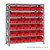 Bin Storage Shelves, 18" D x 39" H, 7 Shelves, 30 Bins, Red