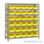 Bin Storage Shelves, 18" D x 39" H, 7 Shelves, 30 Bins, Yellow