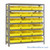 Bin Storage Shelves, 18" D x 39" H, 7 Shelves, 18 Bins, Yellow