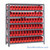 Bin Storage Shelves, 12" D x 39" H, 7 Shelves, 72 Bins, Red