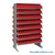 Storage Shelves with Bins, 24" D, Double Sided, 2.75"Wx11.625"Dx4"H Bin Dimensions, Red, Without Casters
