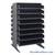 Storage Shelves with Bins, 36" D, Double Sided, 4.125"Wx17.875"Dx4"H Bin Dimensions, Black, Without Casters
