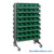 Storage Shelves with Bins, 24" D, Double Sided, 6.625"Wx11.625"Dx4"H Bin Dimensions, Green, Includes Casters
