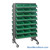 Storage Shelves with Bins, 36" D, Double Sided, 11.125"Wx17.875"Dx4"H Bin Dimensions, Green, Includes Casters