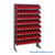 Storage Shelves with Bins, 12" D, Single-Sided, 4.125"Wx11.625"Dx4"H Bin Dimensions, Red, Without Casters