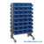 Storage Shelves with Bins, 36" D, Double Sided, 8.375"Wx17.875"Dx4"H Bin Dimensions, Blue, Includes Casters
