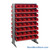 Storage Shelves with Bins, 24" D, Double Sided, 6.625"Wx11.625"Dx4"H Bin Dimensions, Red, Without Casters
