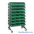 Storage Shelves with Bins, 24" D, Double Sided, 11.125"Wx11.625"Dx4"H Bin Dimensions, Green, Includes Casters