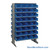 Storage Shelves with Bins, 24" D, Double Sided, 8.375"Wx11.625"Dx4"H Bin Dimensions, Blue, Without Casters