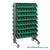 Storage Shelves with Bins, 24" D, Double Sided, 4.125"Wx11.625"Dx4"H Bin Dimensions, Green, Includes Casters