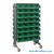 Storage Shelves with Bins, 24" D, Double Sided, 8.375"Wx11.625"Dx4"H Bin Dimensions, Green, Includes Casters