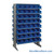 Storage Shelves with Bins, 36" D, Double Sided, 6.625"Wx17.875"Dx4"H Bin Dimensions, Blue, Without Casters