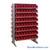 Storage Shelves with Bins, 24" D, Double Sided, 4.125"Wx11.625"Dx4"H Bin Dimensions, Red, Without Casters