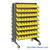 Storage Shelves with Bins, 36" D, Double Sided, 4.125"Wx17.875"Dx4"H Bin Dimensions, Yellow, Includes Casters