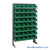 Storage Shelves with Bins, 18" D, Single-Sided, 6.625"Wx17.875"Dx4"H Bin Dimensions, Green, Without Casters
