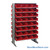 Storage Shelves with Bins, 24" D, Double Sided, 8.375"Wx11.625"Dx4"H Bin Dimensions, Red, Without Casters