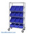 Angled Bin Storage, 36" W x 18" D x 63" H, 12 Bins at 10.875"W x 16.5"D x 6"H, Green, Without Casters