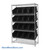 Angled Bin Storage, 48" W x 18" D x 74" H, 16 Bins at 11"W x 18"D x 10"H, Black, Includes Casters