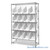 Angled Bin Storage, 48" W x 18" D x 74" H, 16 Bins at 11"W x 18"D x 10"H, Clear, Includes Casters