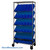Angled Bin Storage, 36" W x 18" D x 74" H, 18 Bins at 8.375"W x 17.625"D x 5"H, Clear, Includes Casters