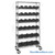 Double Sided Bin Rack, 28 Bins, 20 Bins at 6.625"W x 18.5"D x 7"H/8 Bins at 8.375"W x 18.5"D x 7"H Bin Dims, Black, Includes Casters