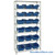 Double Sided Bin Rack, 18 Bins, 9.25"W x 14"D x 6.5"H Bin Dims, Blue, Without Casters