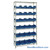 Double Sided Bin Rack, 24 Bins, 8.375"W x 18.5"D x 7"H Bin Dims, Blue, Without Casters