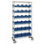 Double Sided Bin Rack, 24 Bins, 8.375"W x 18.5"D x 7"H Bin Dims, Yellow, Without Casters